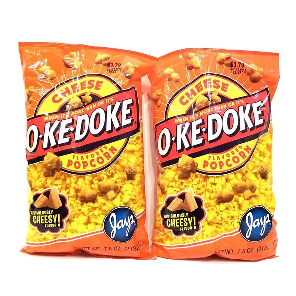 JAY'S BIG BAG OKE DOKE CHEESE Popcorn 2 Pack 7.5 oz bags