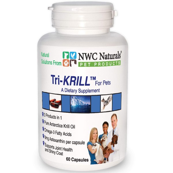 Tri-Krill Oil Capsule Supplement for Dogs and Cats, Supports Joint, Brain, Supports Healthy Skin and Coat, Pure Antarctic Krill with Astaxanthin, Omega-3, DHA, EPA by NWC Naturals