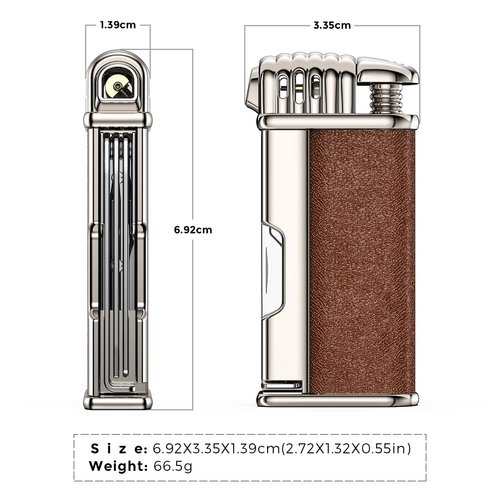 Pipe Lighter with Metal Tools Angled Soft Flame Butane Gas Refillable Gift for Men (Sold Without Gas)