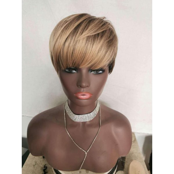 FCHW-wig Short Ombre Hair Wigs For Black Women Short Pixie Cuts Wigs For Black Women Short Straight Black Ladies Wigs Synthetic Short Wigs For Black Women African American Women Wigs BK1008