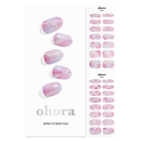 ohora Semi Cured Gel Nail Strips (N Unicorn Dream) - Works with Any Nail Lamps, Salon-Quality, Long Lasting, Easy to Apply & Remove - Includes 2 Prep Pads, Nail File & Wooden Stick