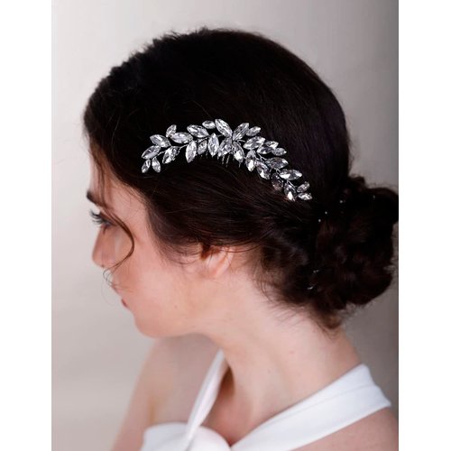 Chargances Bridal Crystal Hair Comb Silver Wedding Rhinestone Hair Side Comb Fashion Handmade Hair Accessories for Bride Wedding Prom Flower Girl Headpieces (Silver)
