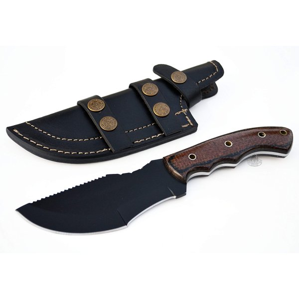 Whole Earth Supply 1095 High Carbon Hunting Knife Tracker Knives Sheath Black Powder Micarta