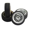 powerday 12mm Hub Wheel Rims Rubber Tires for RC 1/10 on-Road Touring Racing Car A for RC 1: 10 on-Road Racing car, Drift, Touring car (4pcs)