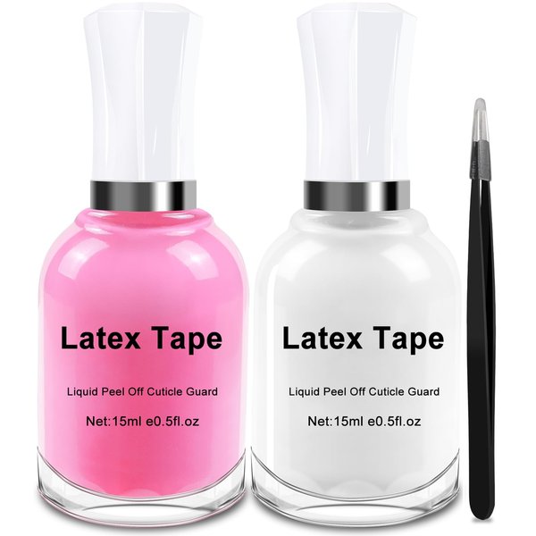 Liquid Latex for Nails - 30ML Upgraded Antifreeze Fast Drying Latex Tape Peel Off Cuticle Guard, Stocking Stuffers Gifts for Women 2 Pack Simply Peel Cuticle Protectors for Nail Art with Tweezers