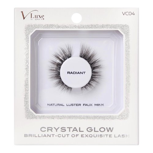 VLuxe Crystal Glow False Eyelashes, Natural Luster Faux Mink Fake Eye Lash with Special Cut, Luminous Shine & Subtle Sparkle for Stunning Natural Look (Radiant)