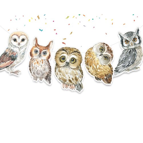 Owl Woodland Animals Birthday Banner Forest Animals Party Supplies Baby Shower | Birthday Decorations for Owls Watercolor Animals