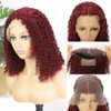 Jasperel 99j Short Curly Bob Lace Front Wigs Human Hair for Women, 13x4 99j Burgundy Lace Frontal Wigs Wine Red Glueless Pre Plucked Brazilian Remy Hair Wigs 150 density 12 inch