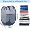 Pop Up Hamper, 1 PCS Mesh Pop Up Laundry Hamper, Premium Pop Up Laundry Basket, Mesh Laundry Basket, Pop Up Hampers for Laundry, Mesh Laundry Hamper, Foldable Popup Mesh Hamper, Travel Hamper, Blue