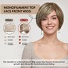 DWY Mono Top Lace Front Synthetic Wig Futura Hair Short Bob Brown Wigs for Women Monofilament Wigs Glueless Bob Heat Resistant Wigs Futura Fiber Natural Looking Free Part 8Inch