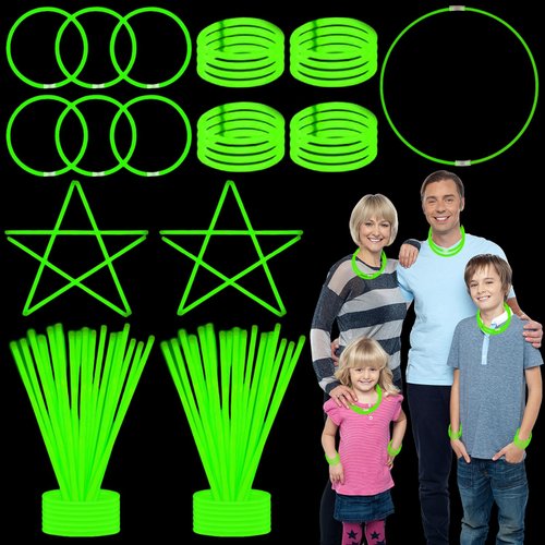 UURM 75 Glow Sticks Bracelets and Necklaces, 8'' Glowsticks Bulk Pack Bright Glow in the Dark Party Supplies for Kids (Green)
