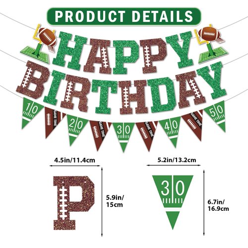 Football Happy Birthday Banner Football Birthday Party Decorations with Football Party Hanging Decorations Super Bowl Birthday Decorations Football Themed Birthday Party Supplies