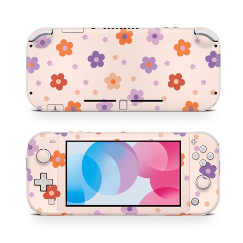ZOOMHITSKINS Switch Lite Accessories, Compatible for Switch Lite Skin Pink, Cute Light Pastel Pink Purple Magnolia Flower Kawaii, 3M Vinyl, Durable & Fit, Easy to Install, Made in The USA