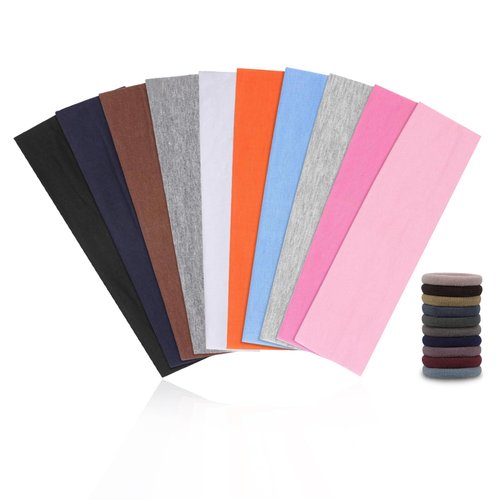 Firrenty Headbands for Women 10pcs Non-Slip Headbands,10 Colors Fashion Headbands,Soft Cotton Elastic Headband,Sweat Absorbent Headbands for Women, Hairbands For Sports, Gym, Running,Yoga, Spa, Makeup