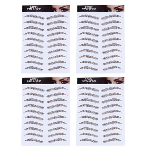 Beaupretty 4 Pcs Eyebrow Tattoo Sticker Temporary Eyebrow Tattoos Eyebrows Tattooed Waterproof Eyebrow Transfers Stickers for Women Men (Brown 1)
