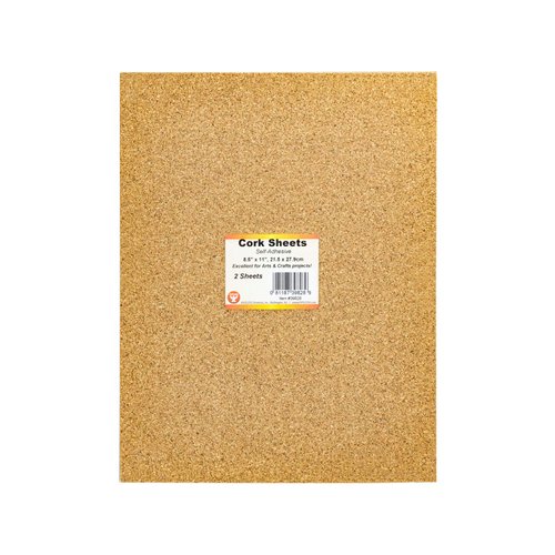 Hygloss Products Cork Sheets – 2 mm Thick Self Adhesive Cork – 8.5 x 11 Inches, 2 Pack