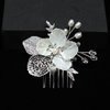 CASOLVX Bridal Small hair comb Crystal Hollow Leaf flower side comb suitable for brides bridesmaids and flower girls with wedding or Children's party 2PCS (Silver)