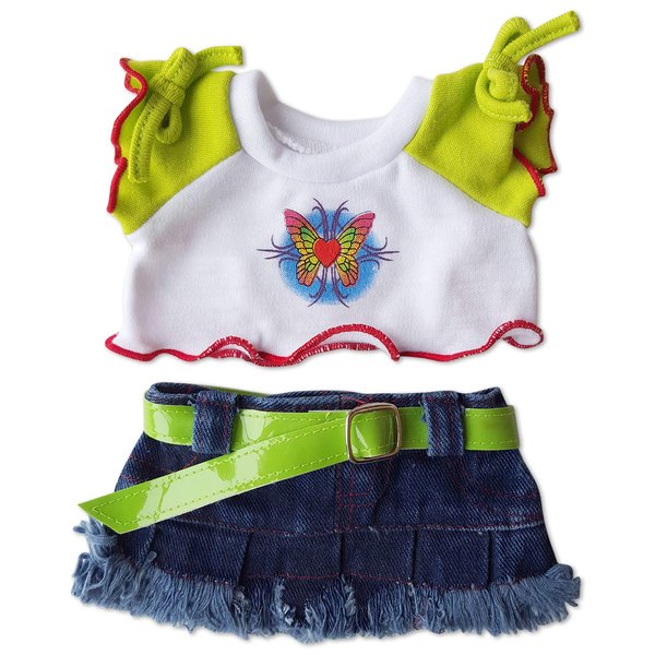 Butterfly T-Shirt & Skirt Outfit fits Webkinz, Shining Star and 8" - 10" Make Your Own Stuffed Animals