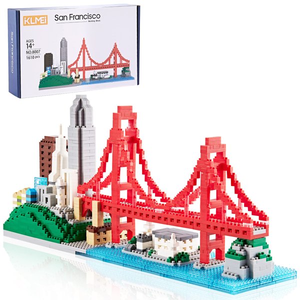 KLMEi Micro Building Blocks Set for Adults San Francisco Golden Gate Bridge Architecture Skylines Model, Mini Bricks Toy Present for Kids 1610 PCS