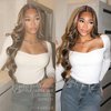 FABÉLLE Pink Highlight Wig Lace Front Wigs 30 Inch Glueless Wig Body Wave for Women Pre Plucked with Baby Hair Highlight Color Forehead Brown Highlight Synthetic Wig
