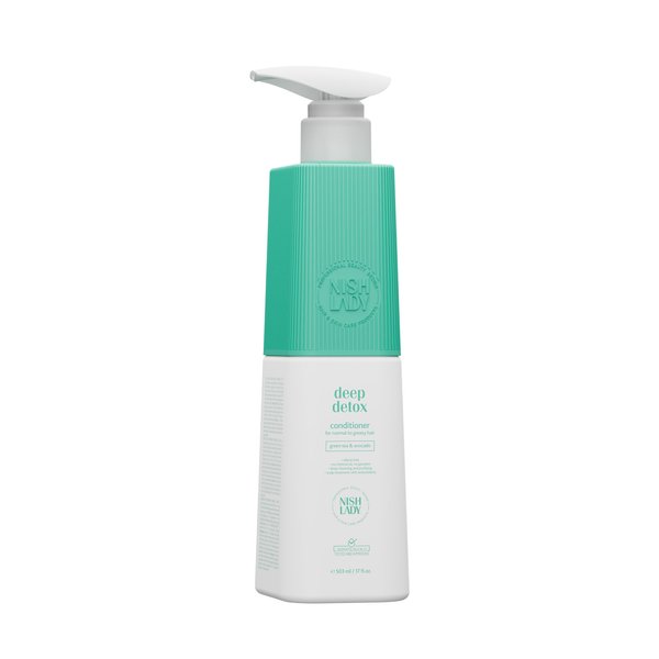 Nishlady Deep Detox Clarifying Shampoo for Normal to Greasy Hair, 503 ml | Green Tea & Avocada Extracts (Conditioner)