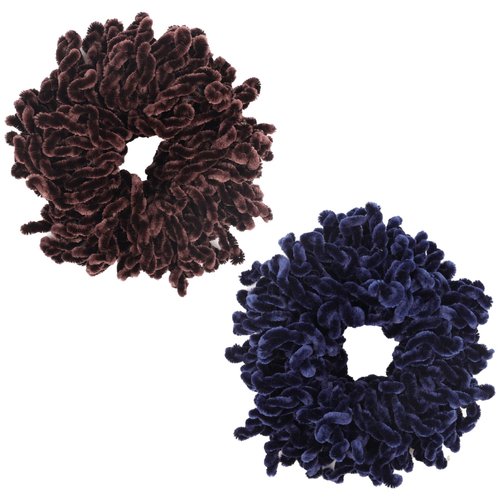 AUEAR, 2 Pack Volumizing Hair Scrunchie Hijab Volumizer Headwear Hair Tie Ring Plain Big Hairbands for Women Girls (Coffee & Navy Blue)