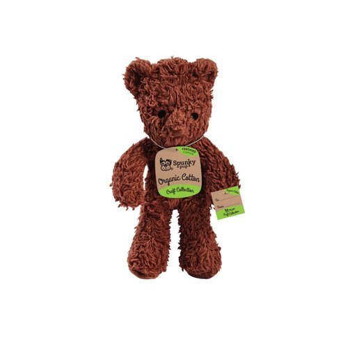 Spunky pup Organic Cotton Bear Dog Toy | Small Cuddle Squeaker Toy | Durable Strong Double Layered and Stitched | Natural Coconut Husk Stuffed | For Small to Medium Dogs | White/Cream or Brown/Natural