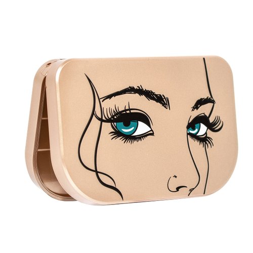 Eyelash Storage Case Lash Case Organizer With Makeup Mirror Frame Box, Magnetic False Eyelashes Case Eyelash Packaging Travel Case Eyelash Bag(Champion Gold)