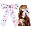 4th of July Accessories Hair Bows for Women Silky Satin White Hair Bows American Flag Star Bows Patriotic Hair Bow Clips USA Fourth Of July Hair Accessories Outfits Gifts Party Favors (White 2)