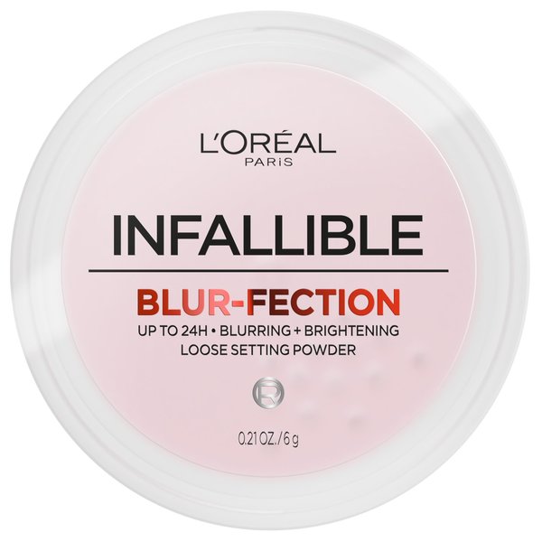L'Oreal Paris Infallible Blur-fection Longwear Loose Setting Powder, Blurring Face Powder With Up to 24HRs of Wear, Brightening Light Pink, 1 Kit