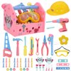 Magic4u Toy Tool Set Girl Pretend Play Construction Tool Accessories Tool Toys with Hat Tool Box Tape Measure Toy Electric Drill Hammer