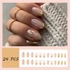 Gold French Tip Press on Nails Medium Fake Nails Almond False Nail Tips Gold Glitter Artificial Nails Design Full Cover Glue on Nails Art Accessories for Women Nail Decoration 24pcs