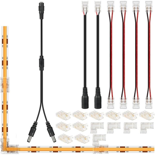 YUTOKEER COB LED Strip Connector Set - Seamless 2-Pin 8mm Connections, Easy Installation, Durable and Reusable for Professional and DIY Use