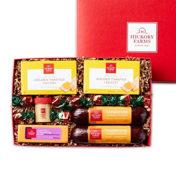 Hickory Farms Farmhouse Sausage & Cheese Medium Gift Box | Gourmet Food Basket, Perfect For Family, Birthday, Sympathy, Congratulations, Retirement, Thinking of You, Business