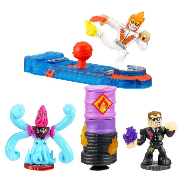 Legends of Akedo Powerstorm Official Rules Starter Pack Legendary Kick Attack 3 Mini Battling Action Figures with Training Practice Piece and Exclusive Joystick Controller