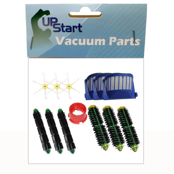 Upstart Battery Replacement for iRobot Roomba 545 Pet Series - Kit Includes 3 AeroVac Filter, 3 Bristle Brush, 3 Flexible Beater Brush, 3 6-Arm Side Brush, 1 Brush Cleaning Tool