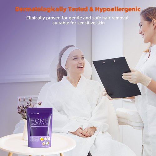 BLITZWAX Lavender Hard Wax Beads for Hair Removal - 1lb Coarse Hair Formula - Painless Wax for Sensitive Skin, Face, Full Body, Bikini - At-Home Waxing Beads for Women Men