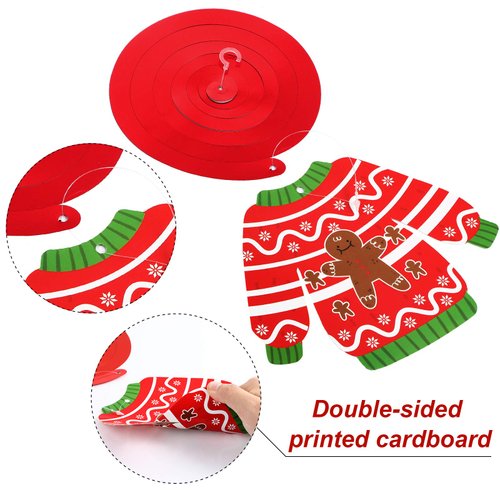 40 Pieces Ugly Sweater Cutouts Christmas Decoration Ugly Sweater Cardboard Cutouts with Glue Point Dots for Bulletin Board Party Holiday Party Decoration, 5.9 x 5.9 Inch
