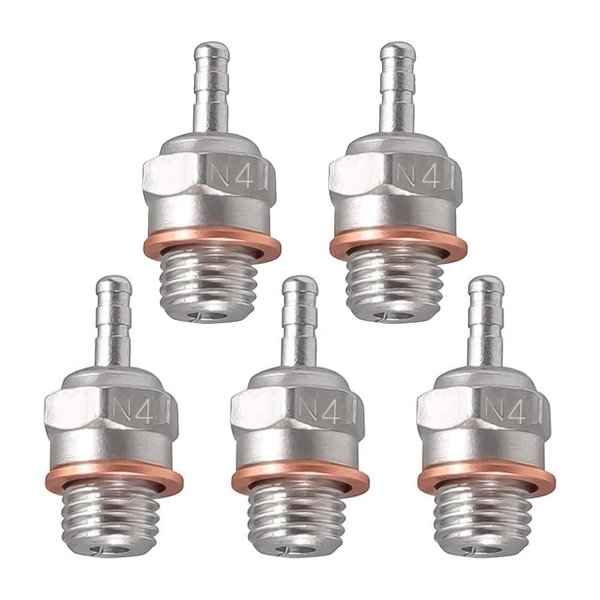 5Packs RC Glow Plug #4 N4 Medium Hot Spark Nitro Engine Parts 70117 Compatible with Traxxas Kyosho Redcat HPI HSP 1/8 1/10 RC Car Truck Buggy
