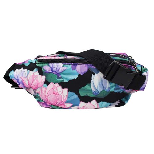 Oxpecker Waist Pack Bag with Rain Cover, Waterproof Fanny Pack for Men&Women, Workout Traveling Casual Running Hiking Cycling, Hip Bum Bag with Adjustable Strap for Outdoors (Black Base Floral)