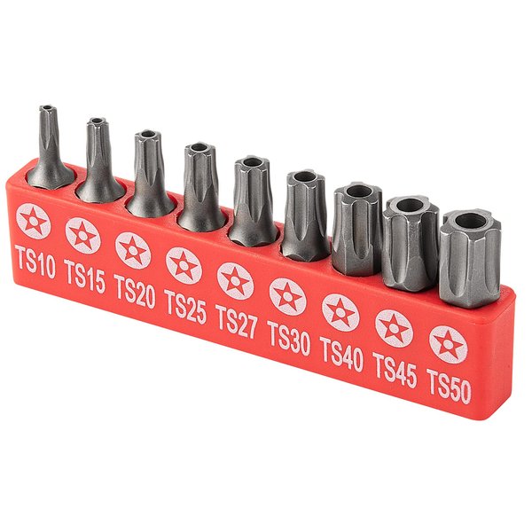 RAMPRO 9Pc Torx Star 5 Point, Security Tamper Proof, Driver Bit Set- T10, 15,20,25,27,30,40,45,50- Multifunction Damage/Shear Resistant Hollow Torque Kit