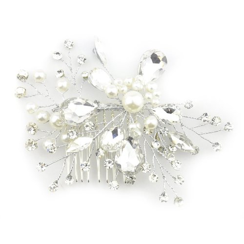 Pear Stone Floral Design Hair Comb for Women