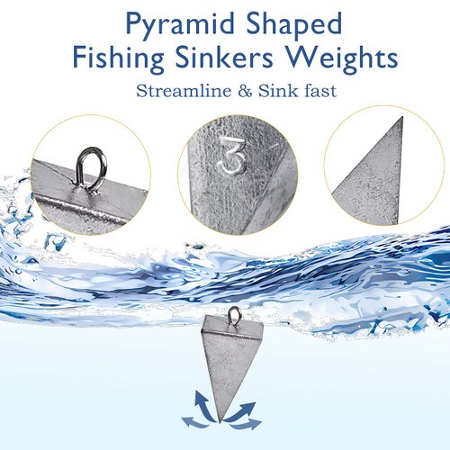 Pyramid Sinkers Fishing Weights Fishing Sinker, Saltwater Fishing Weights Sinkers for Saltwater Surf Fishing Gear Tackle 1oz 2oz 3oz 4oz