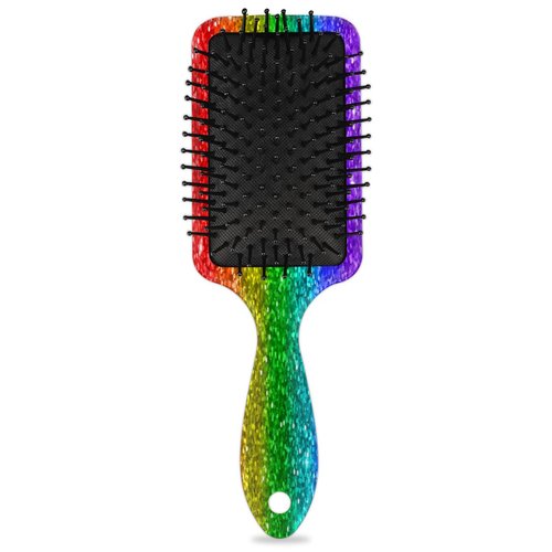 Rainbow Hair Brush, Rainbow Sequins Wet Dry Air Cushion Hair Brush Plastic Detangler Hair Brush for Kids Adults Back To School Gift Women Men