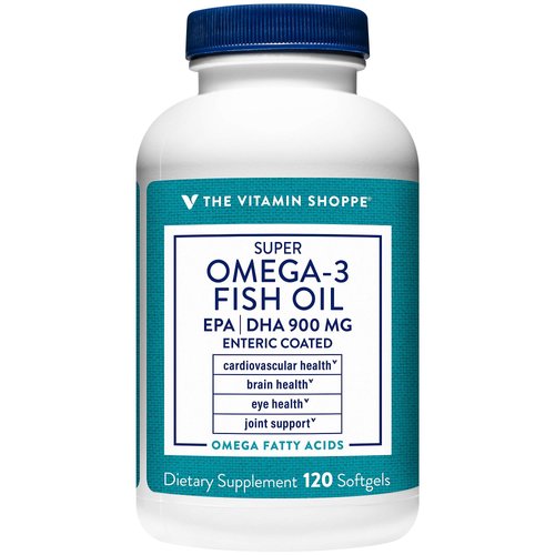 The Vitamin Shoppe Omega 3 Fish Oil 1290mg, EPA 735mg & DHA 165mg, Purity Assured, Molecularly Distilled to Support Cardiovascular, Joint and Brain Health (120 Softgels)