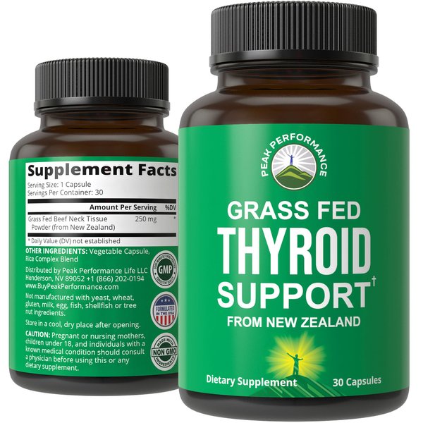 Raw Desiccated Thyroid Supplement. Grass Fed New Zealand Beef Neck & Thyroid Gland Capsules for Women and Men. Ancestral Living Ethically Sourced Bovine Supplements for Energy and Metabolism Support