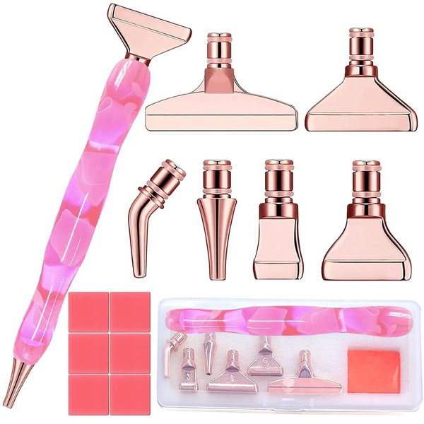 14pcs Diamond Art Pens Diamond Art Accessories and Tools Exquisite Metal Diamond Painting Pen Tips and 6 Glue Clay,Comfort Grip,Faster Drilling Diamond Painting diamond painting accessories Tools