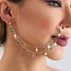 Octwine Women Tassels Green Crystal Nose Rings Earrings Chain Hoops Earrings Chain Fake Nose Ring Chain Non Piercing Nose Rings Earrings to Dangle Halloween Earring for Women (Green)