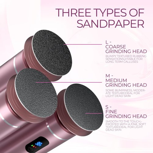 krofaue Electric Callus Remover for Feet Care,Rechargeable Portable Foot File Pedicure Tools,Foot Scrubber Cracked Heels or Dead Skin Remover with 3 Sandpapers 2 Speed,Hard Cracked Dry Skin Ideal Gift