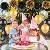 Black Gold Birthday Party Decorations Kit - Happy Birthday Banner, Spiral Charm，Paper Flower Ball, Latex Balloon and Confetti Balloons for Girls Boys Birthday Party Supplies